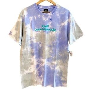 NWT HUF Chemistry Tie Dye S/S Tee Size Medium in Violet & Gray